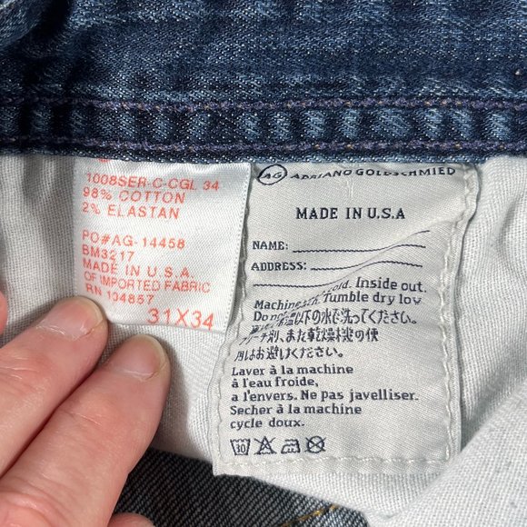 Adriano Goldschmied Men's Blue Jeans The Hero Relaxed Fit Size 31 x 34 - Picture 9 of 10